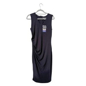 NWT Honeylove InnerPower Black‎ Sleeveless Midi Dress Shaping Ruched L